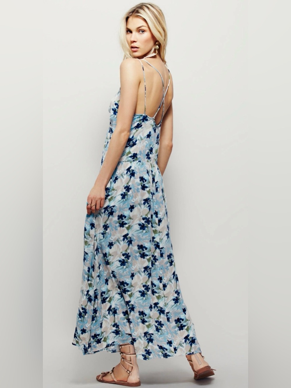 Free people BLUE MULBERRY KEYHOLE MAXI DRESS (altered) - Picture 2 of 11